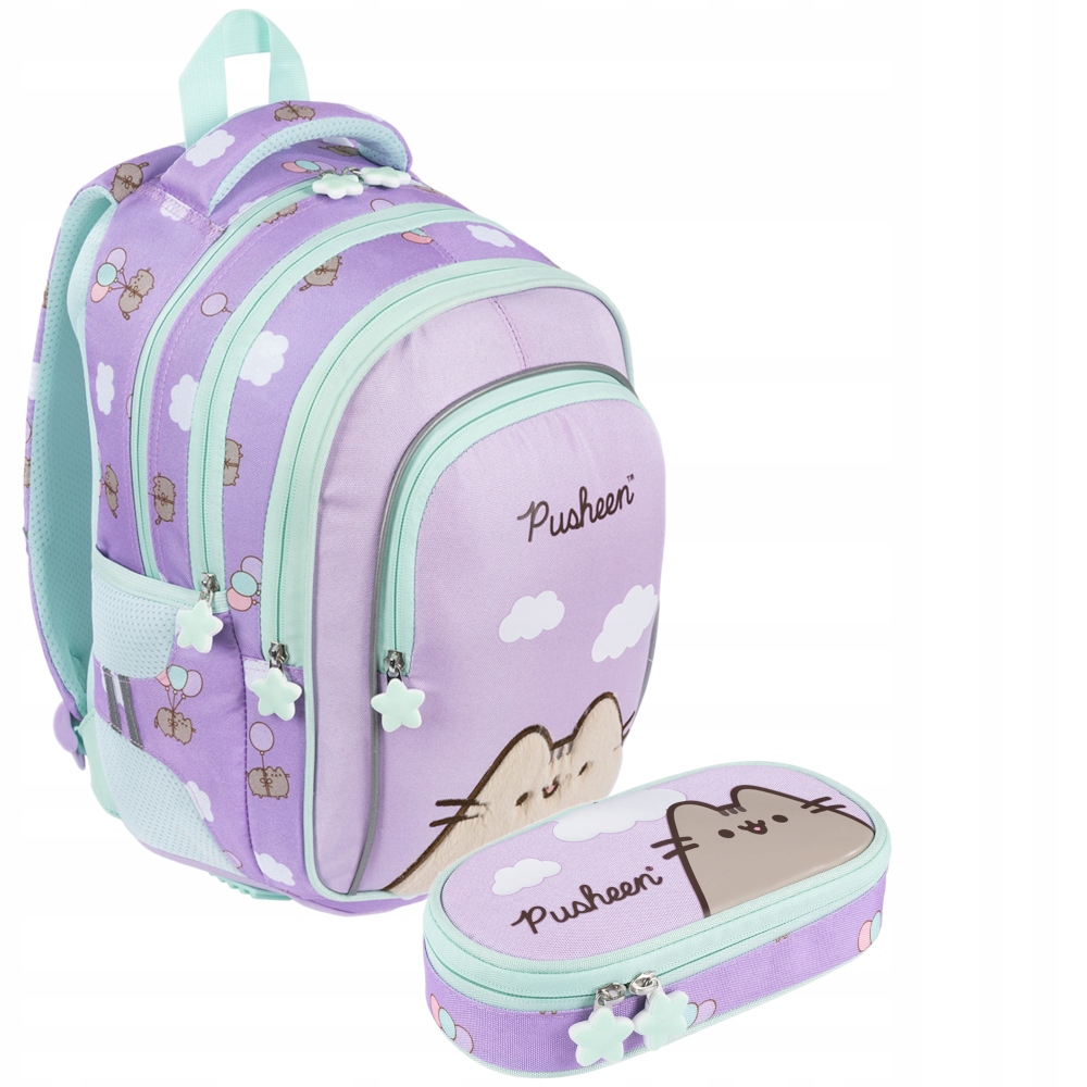 Školský batoh Pusheen Violet s organizérom a penálom pre dievčatá